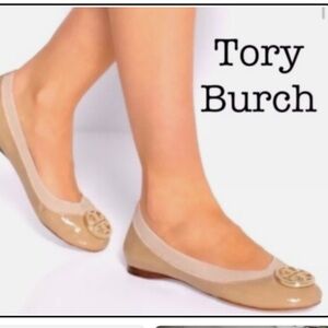 Tory Burch Beige Caroline  Patent Ballet Flats size 8.5